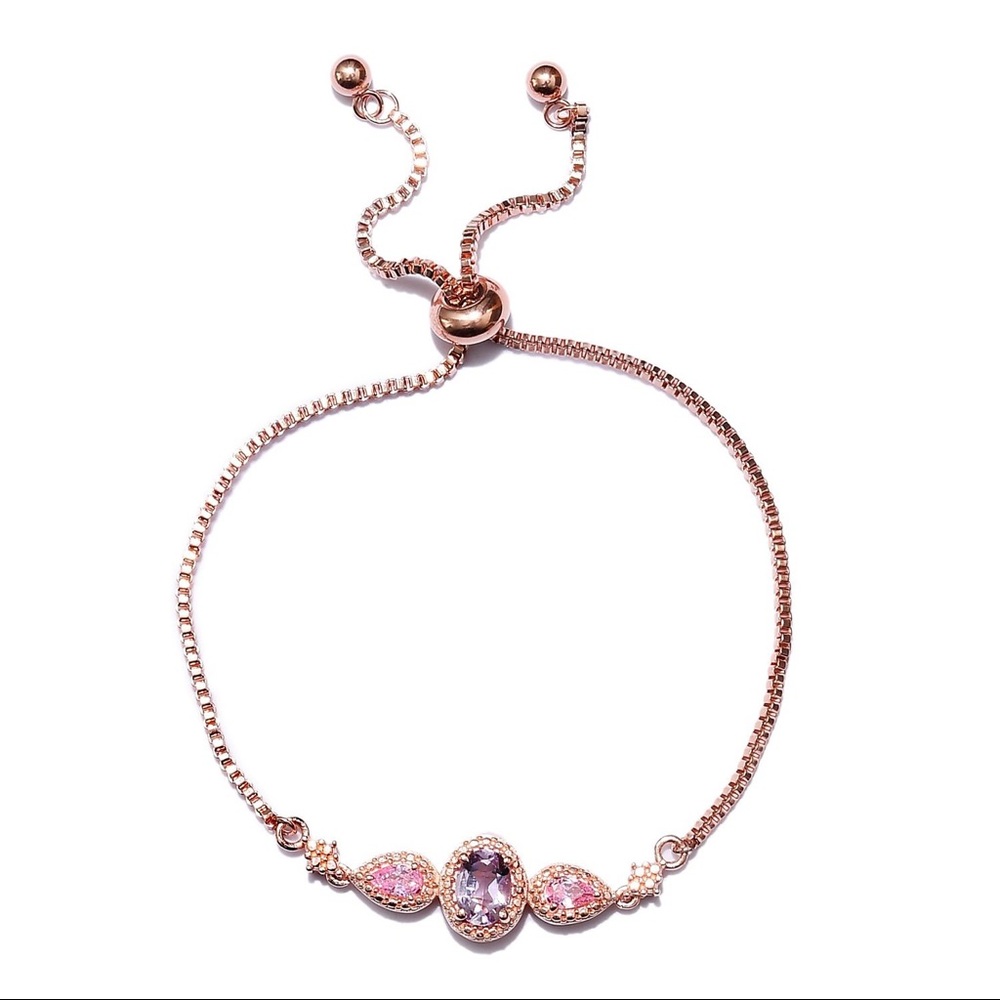 Pink Amethyst in 14K Rose Gold Bolo Bracelet